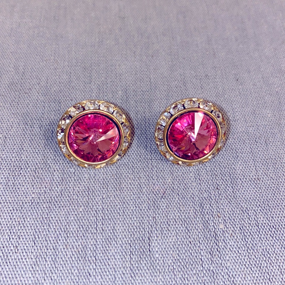 Costume Pink and White Rhinestone earrings